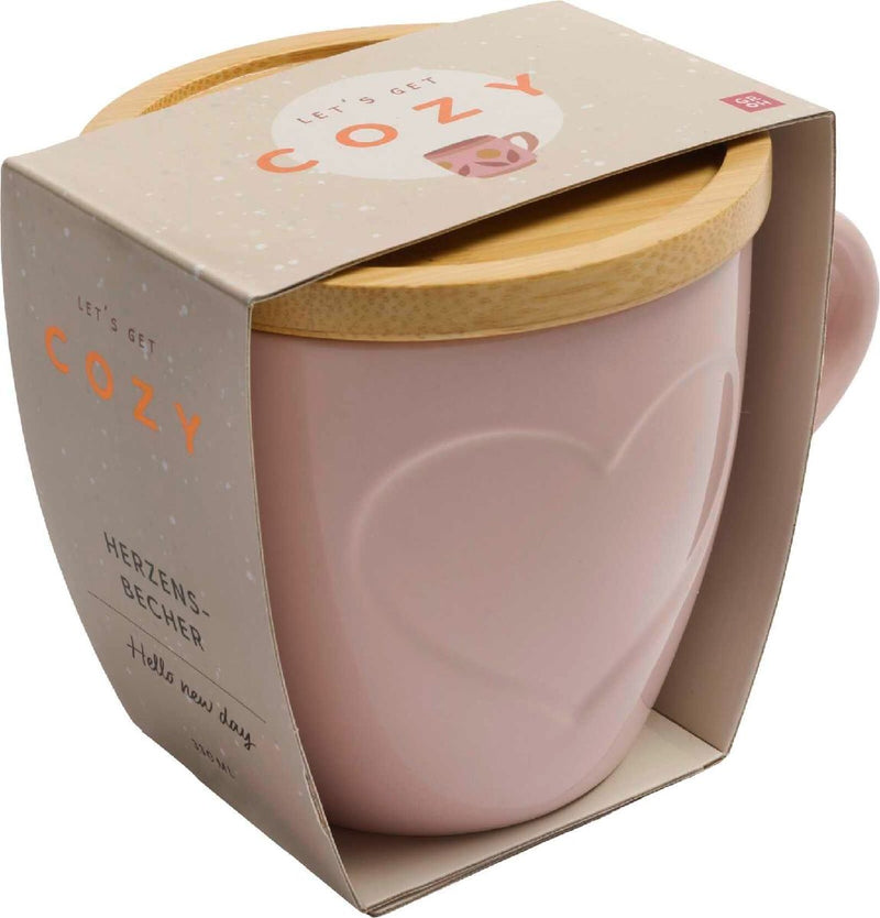 COZY Tasse mit Bambusdeckel (rosa)