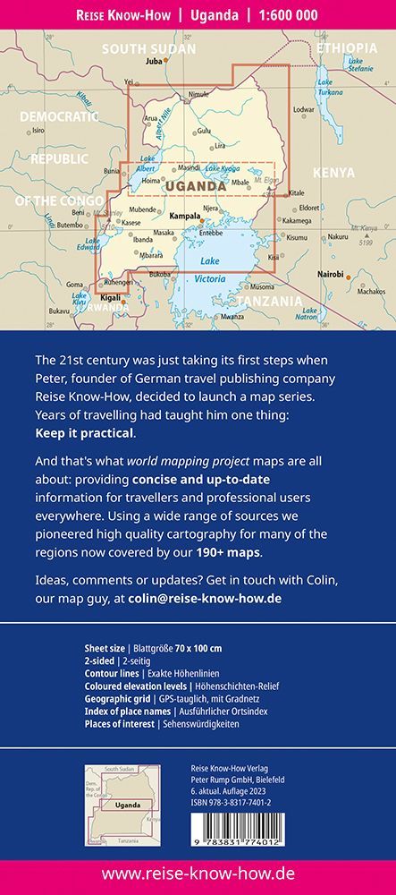 Reise Know-How Landkarte Uganda (1:600.000)