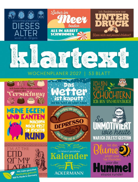 Klartext Sprüchekalender Wochenplaner 2027