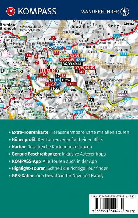 KOMPASS Wanderführer Sextner Dolomiten, Naturpark Drei Zinnen - Herausragende Dolomiten, 50 Touren mit Extra-Tourenkarte