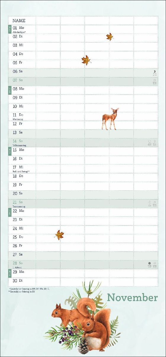 tm Tiere des Waldes Familienplaner 2027 (Innenansicht)