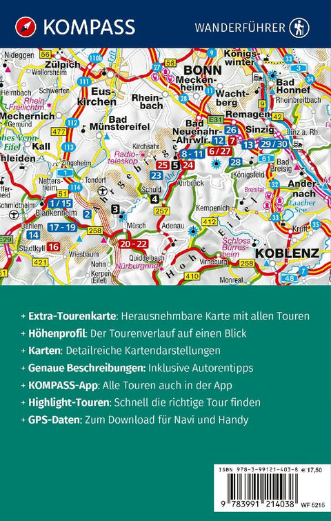 KOMPASS Wanderführer Ahrsteig mit Rotweinwanderweg, 30 Touren/Etappen mit Extra-Tourenkarte