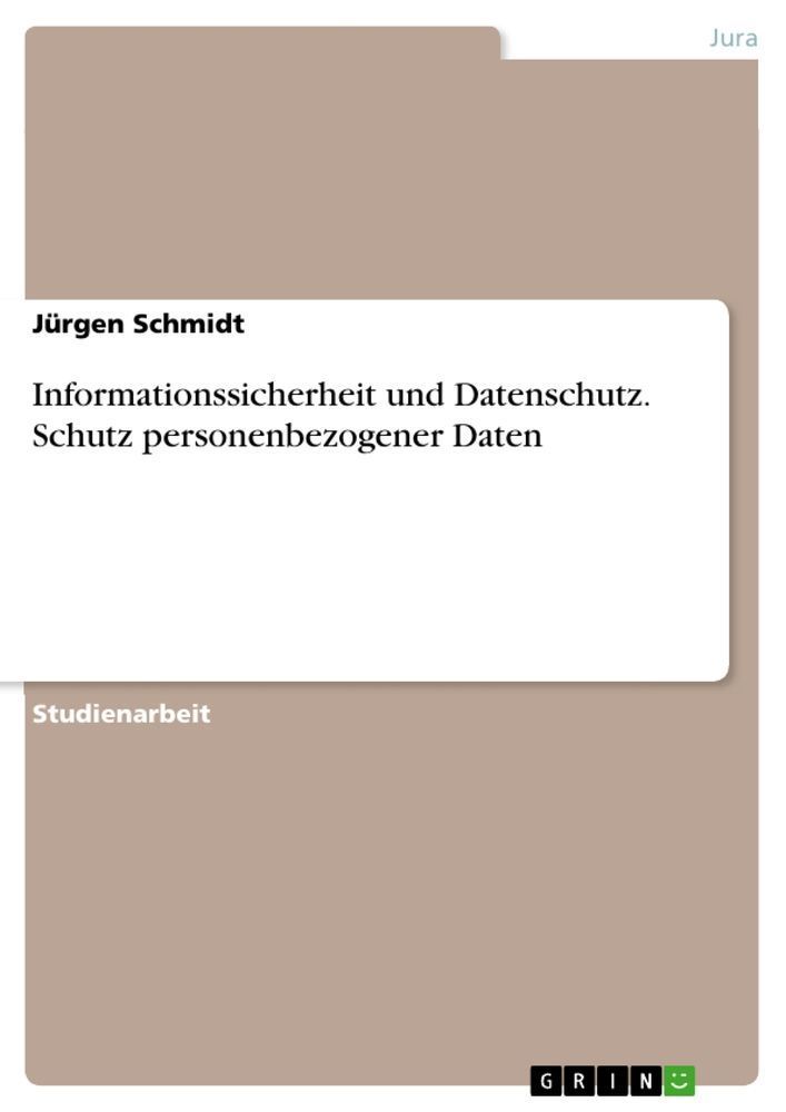 Informationssicherheit und Datenschutz. Schutz personenbezogener Daten