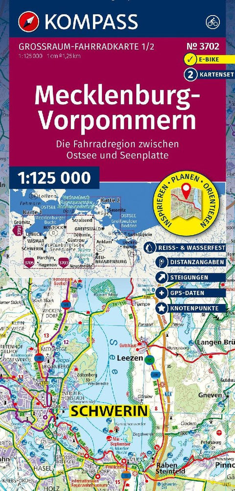 KOMPASS Großraum Fahrradkarte 3702 Mecklenburg-Vorpommern 1:125.000