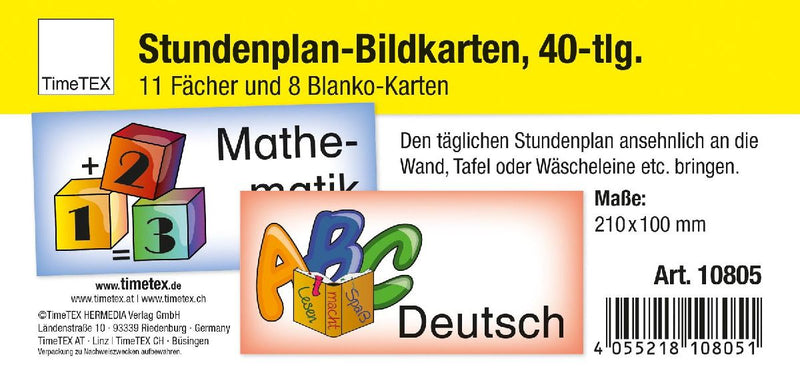 Stundenplan-Bildkarten aus Pappe, 40-tlg.