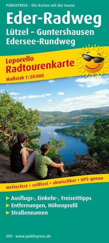 Radtourenkarte Eder-Radweg, Edersee-Rundweg 1 : 50 000