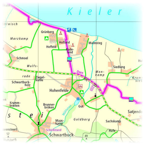 Ostseeküsten-Radweg 1. Flensburg - Lübeck 1 : 50 000
