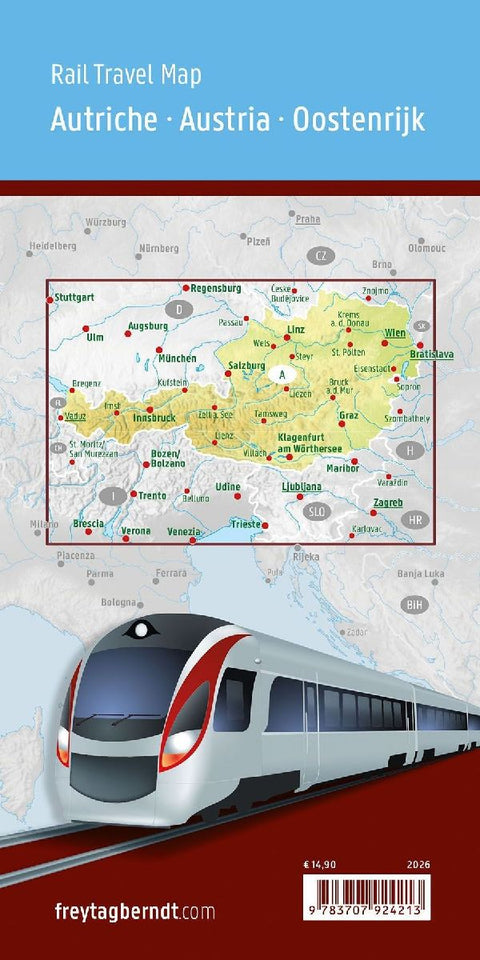 freytag & berndt Rail Travel Map Österreich 1:500.000