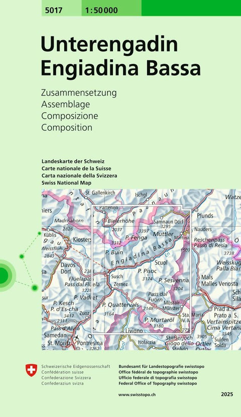 Swisstopo 1 : 50 000 Unterengadin Engiadina Bassa