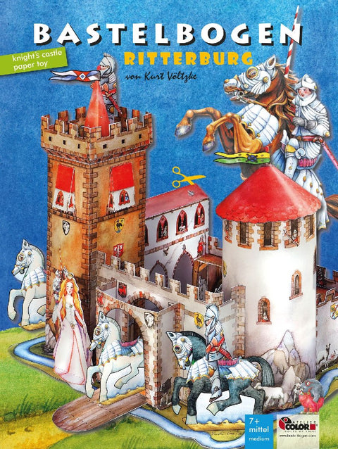 Ritterburg basteln Bastelbogen Ausschneidebogen Ritter & Pferde