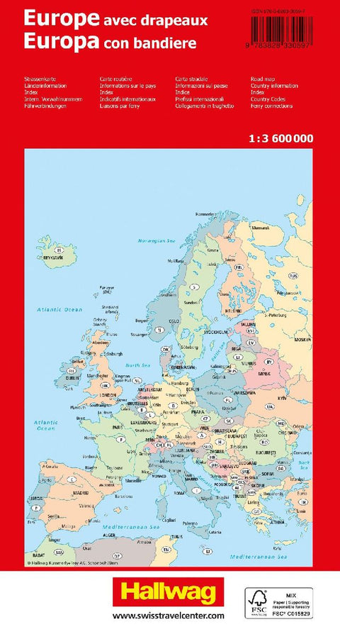 Hallwag Strassenkarte Europa 1:3,6 Mio.