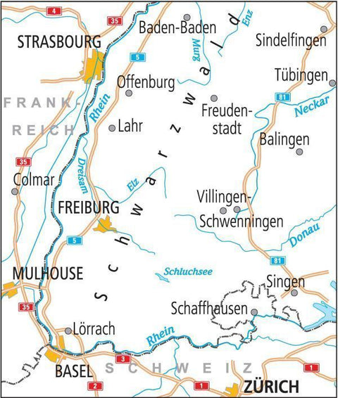 ADFC-Radtourenkarte 24 Schwarzwald Oberrhein 1:150.000, reiß- und wetterfest, E-Bike geeignet, GPS-Tracks Download, mit Bett+Bike Symbolen, mit Kilometer-Angaben