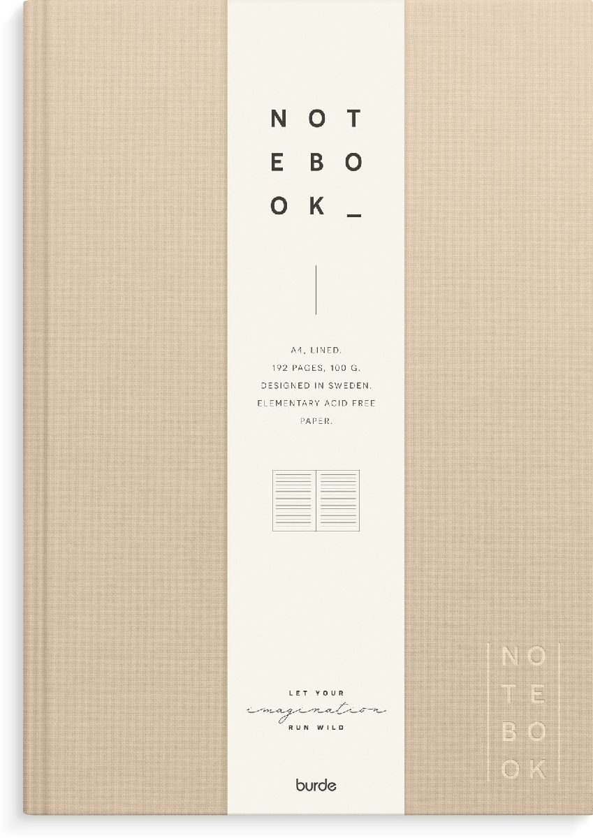 Burde Notizbuch Textil beige liniert A4