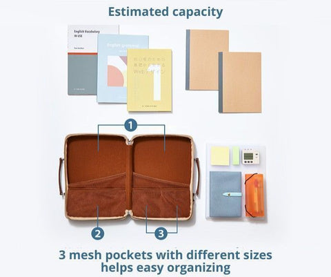 Carchette Carry Case Slim (Beige) - Japanische Citycase, Aktentasche, Schultasche, mit Schultergurt | by KING JIM