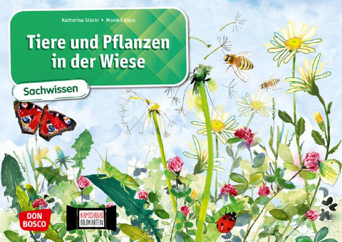 Tiere und Pflanzen in der Wiese. Kamishibai Bildkartenset.