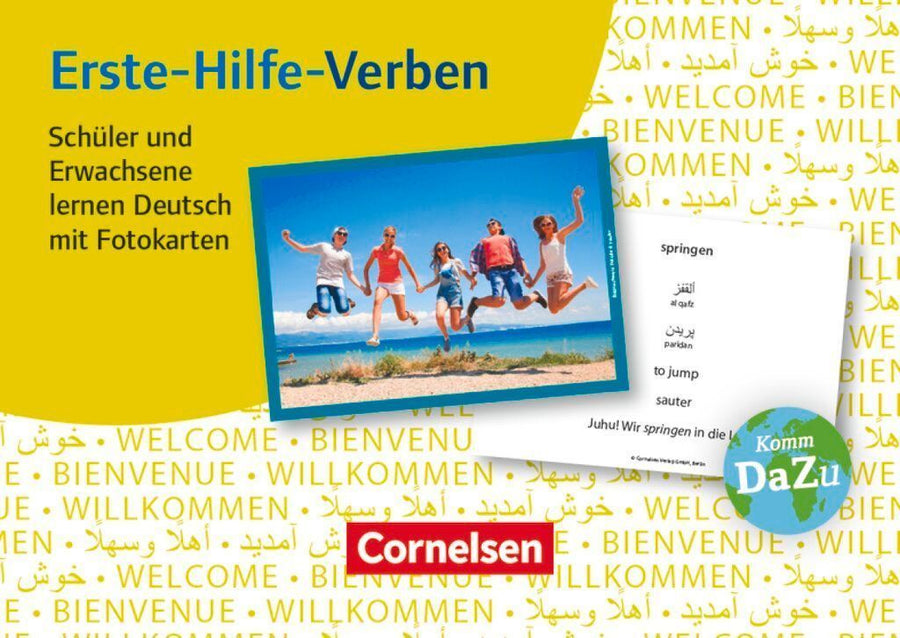 Erste-Hilfe-Verben: Schüler und Erwachsene lernen Deutsch mit Fotokarten