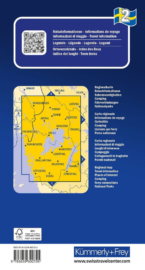 Kümmerly+Frey Regional-Strassenkarte 2 Schweden Südwest 1:250.000