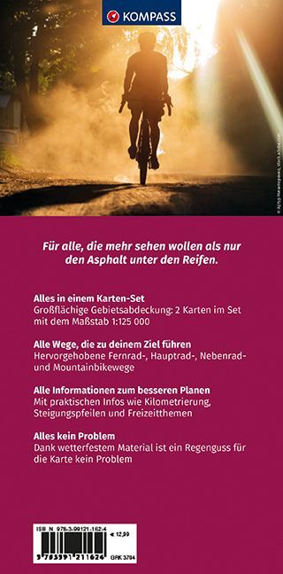 KOMPASS Großraum-Radtourenkarte 3704 Niedersachsen West, Nordrhein-Westfalen Nord 1:125.000