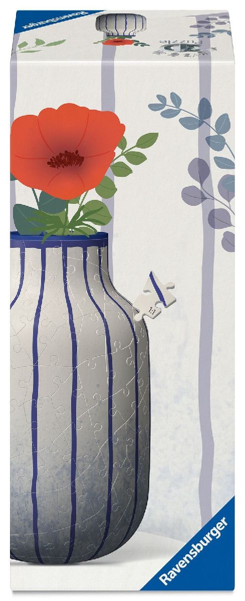 3D Puzzle Vase Stripes Blue