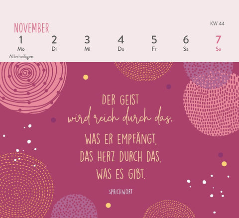 Mini-Wochenkalender 2027: Einatmen. Ausatmen. Sein.