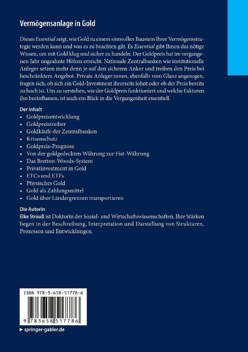 Vermögensanlage in Gold (Rückseite)
