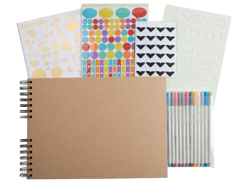 Set Scrapbooking, Album 32x22cm, Kraft, Scrap' Addict