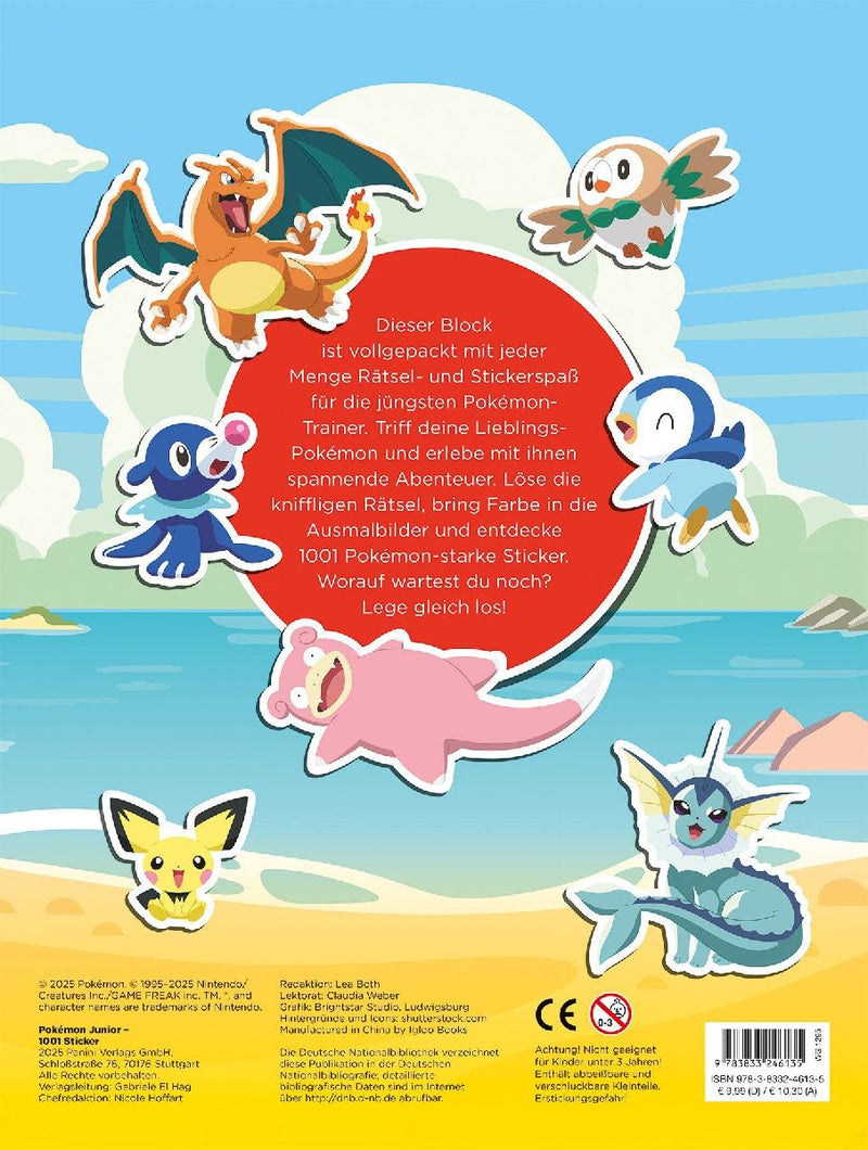 Pokémon Junior: 1001 Sticker - Stickern - Rätseln - Ausmalen (Rückseite)