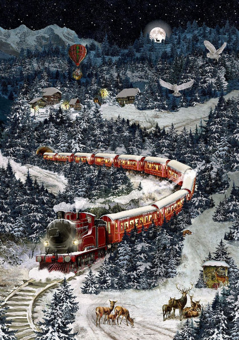 A4-Wand-Adventskalender - Weihnachtsexpress in Winterlandschaft