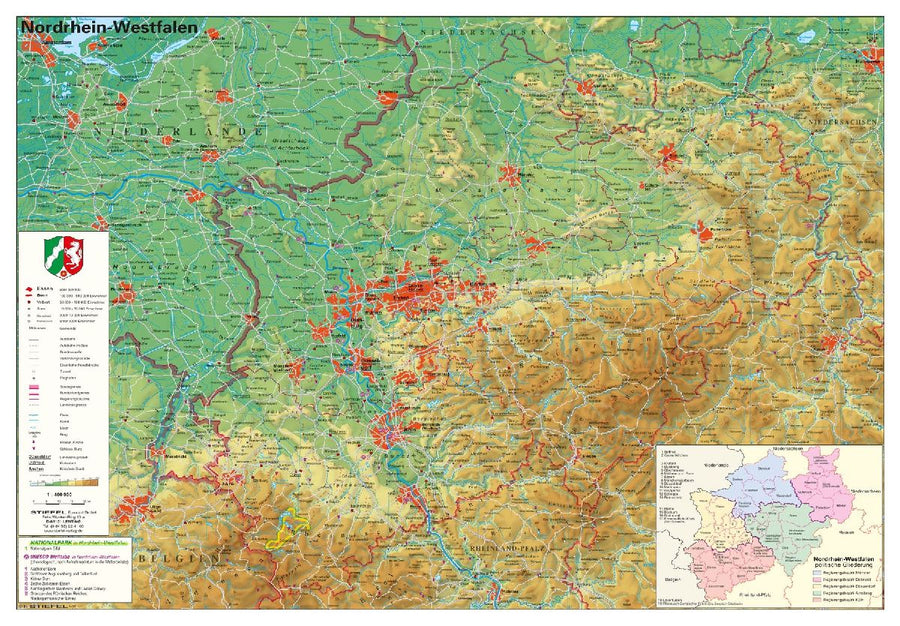 Nordrhein-Westfalen physisch 1:400 000