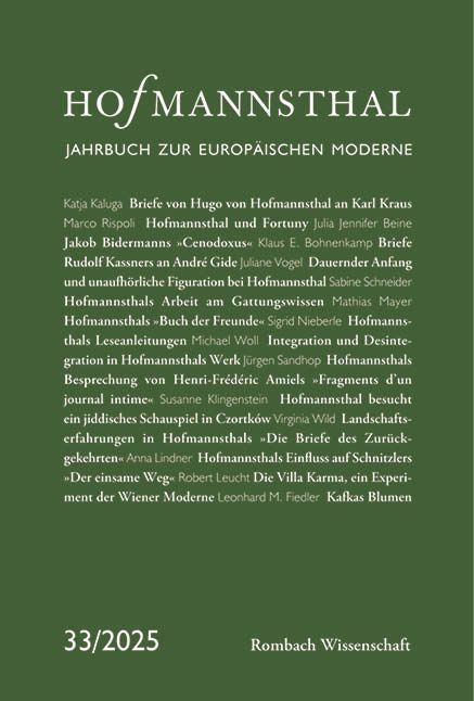 Hofmannsthal. Jahrbuch zur europäischen Moderne 33 | 2025