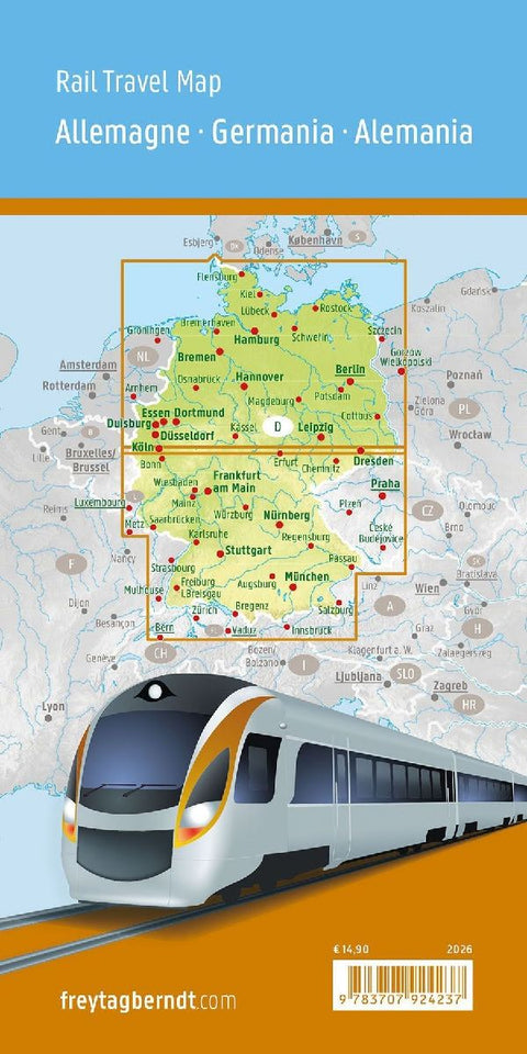 freytag & berndt Rail Travel Map Deutschland 1:500.000