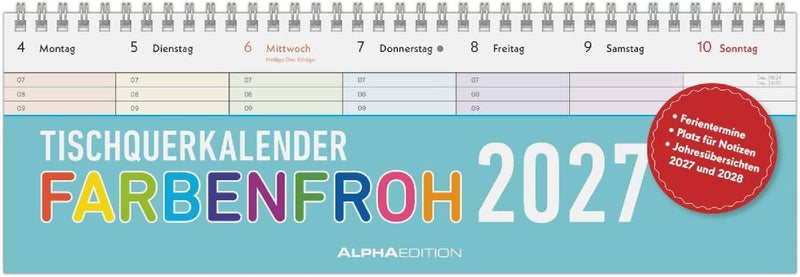 Tischquerkalender Farbenfroh 2027