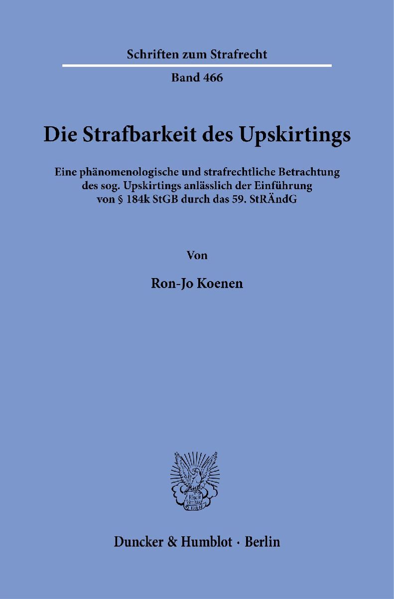Die Strafbarkeit des Upskirtings