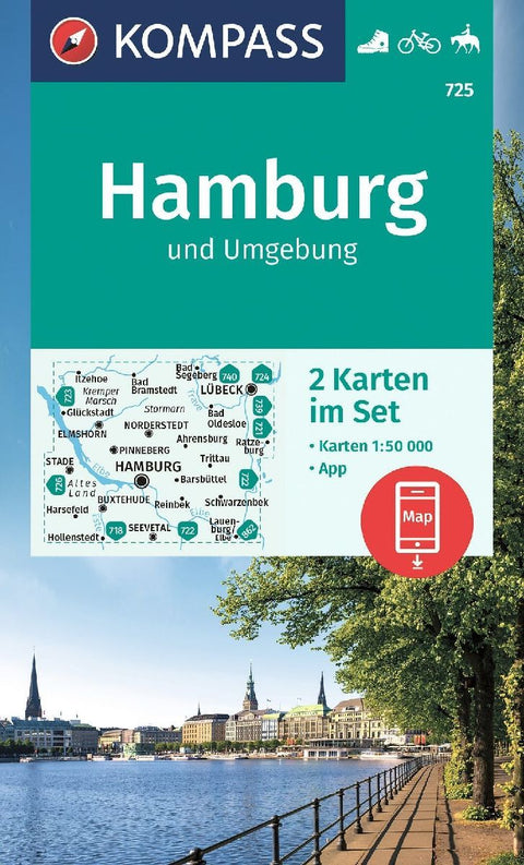 KOMPASS Wanderkarten-Set 725 Hamburg und Umgebung (2 Karten) 1:50.000