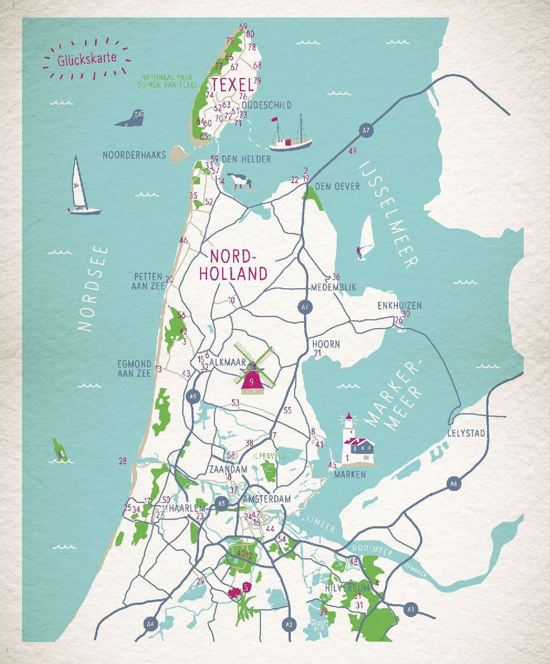 Glücksorte in Nordholland. Mit Texel (Innenansicht)