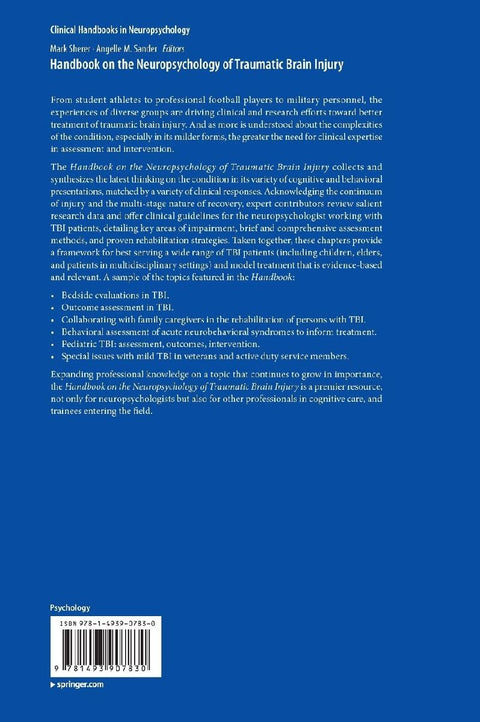 Handbook on the Neuropsychology of Traumatic Brain Injury