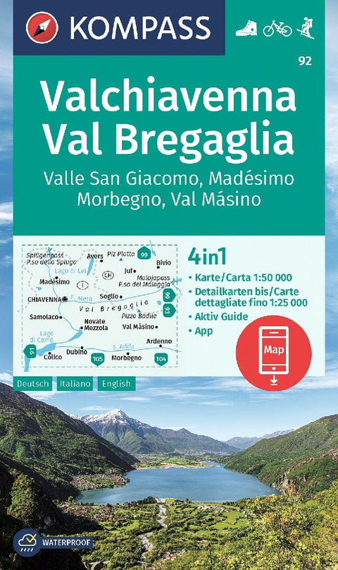KOMPASS Wanderkarte 92 Chiavenna/Val Bregaglia 1:50.000