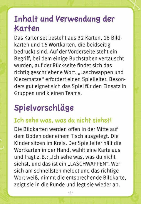 Laschwappen und Kiezematze. Vertauschte Buchstaben