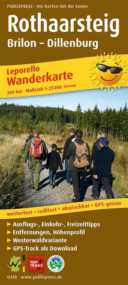 Wanderkarte Rothaarsteig, Brilon - Dillenburg 1 : 25 000