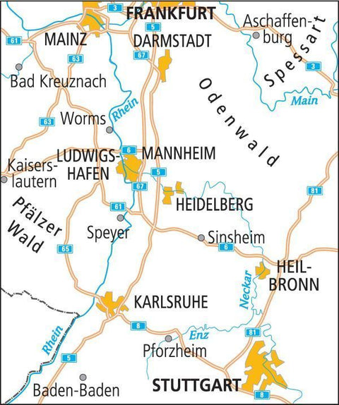 ADFC-Radtourenkarte 20 Rhein /Neckar 1:150.000, reiß- und wetterfest, E-Bike geeignet, GPS-Tracks Download, mit Bett+Bike Symbolen, mit Kilometer-Angaben