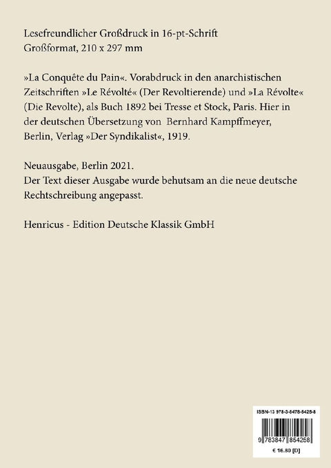 Die Eroberung des Brotes (Großdruck)