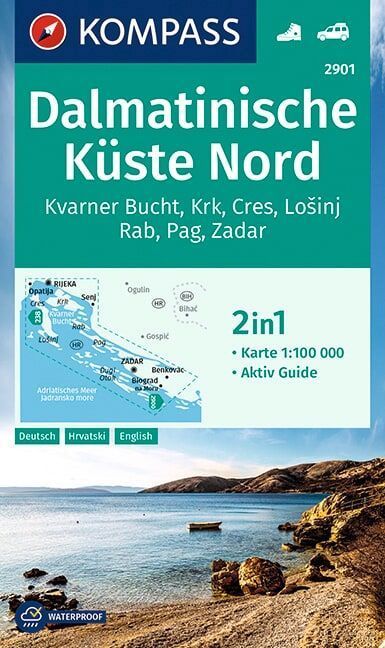 KOMPASS Wanderkarte 2901 Dalmatinische Küste Nord 1:100.000