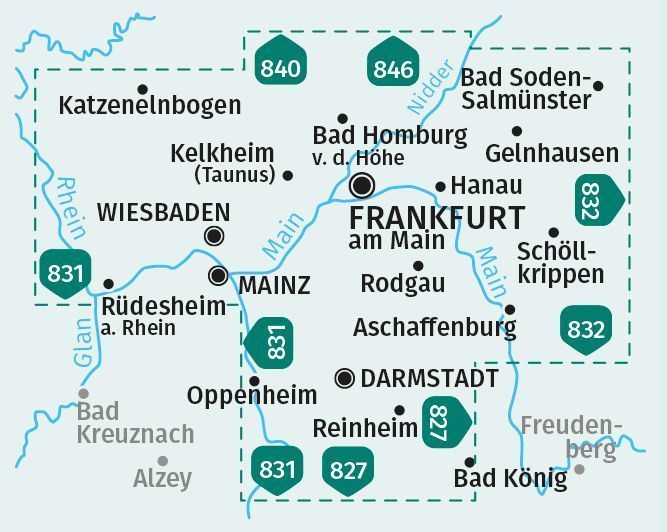 KOMPASS Wanderkarten-Set 828 Frankfurt u.Umgebung (2 Karten) 1:50.000 (Innenansicht)