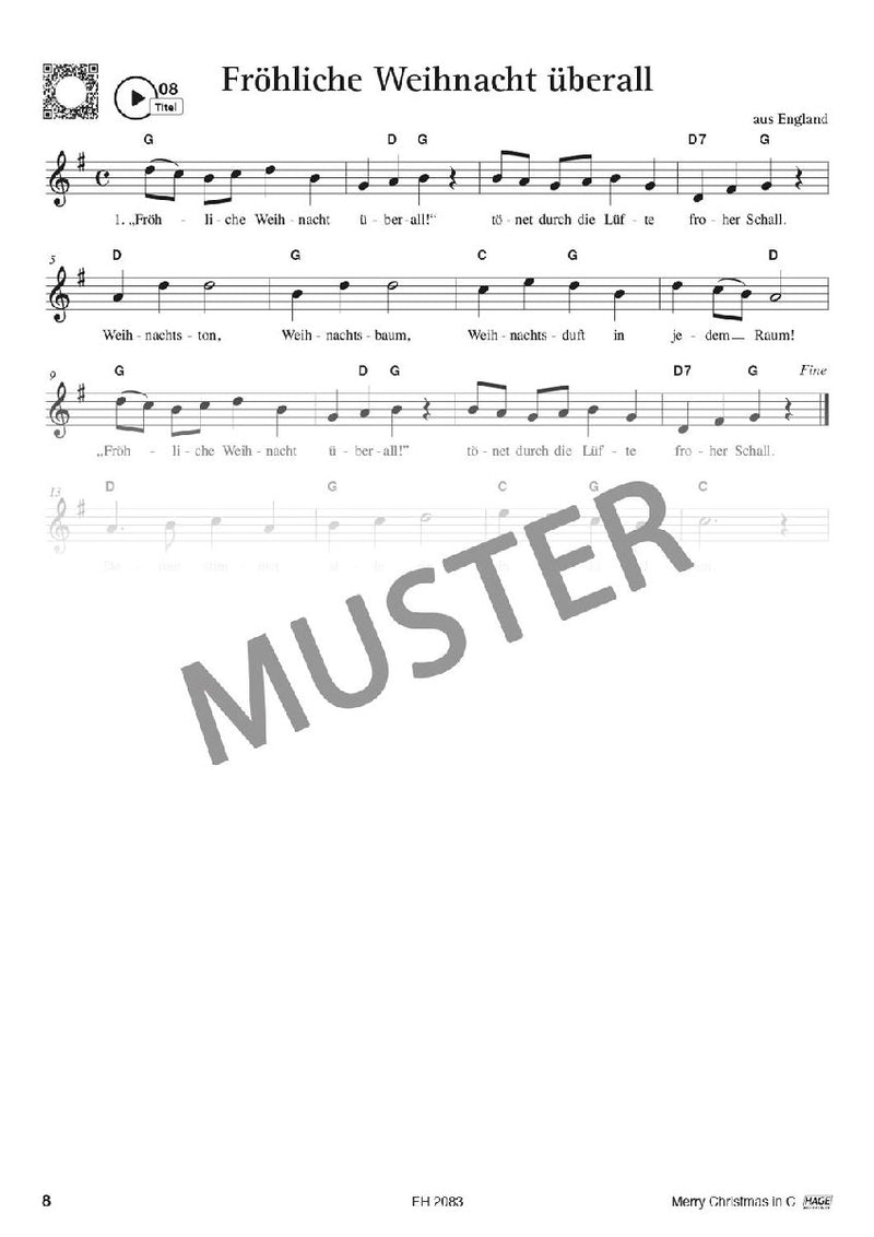 Merry Christmas für C-Instrumente (Querflöte, Oboe) (Innenansicht)