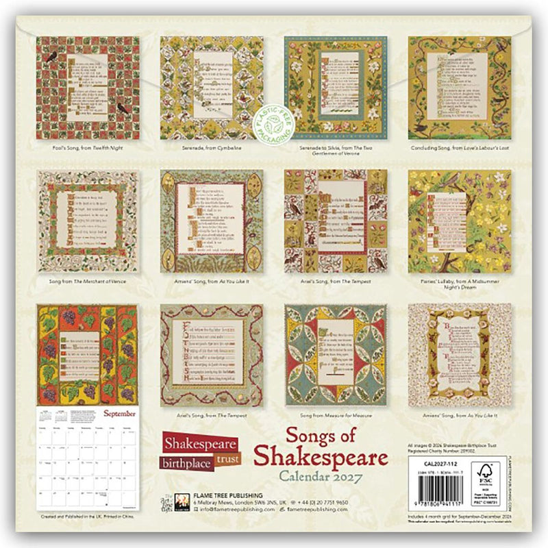 Songs of Shakespeare - Shakespeare Lieder 2027 - Original Flame Tree ...