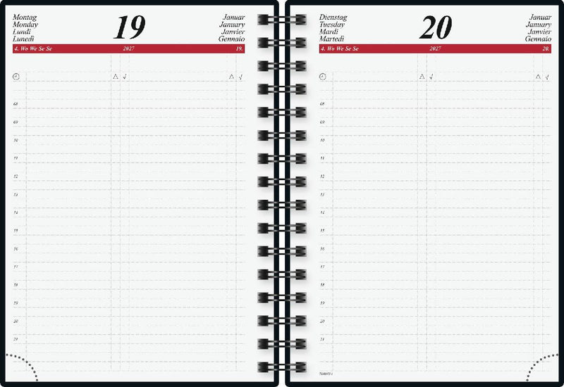 rido/idé 7021822907 Buchkalender Mod. Timing 1 2027 A5, Kunststoff, schwarz (Innenansicht)