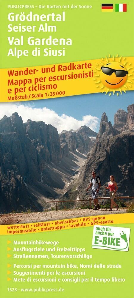 Grödnertal, Seiser Alm / Val Gardena, Alpe di Siusi Wander- und Radkarte 1 : 35 000